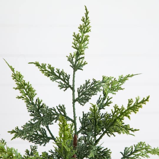Nearly Natural 26" Artificial Real Touch Cedar Christmas Tree in Burlap Wrapped Base
